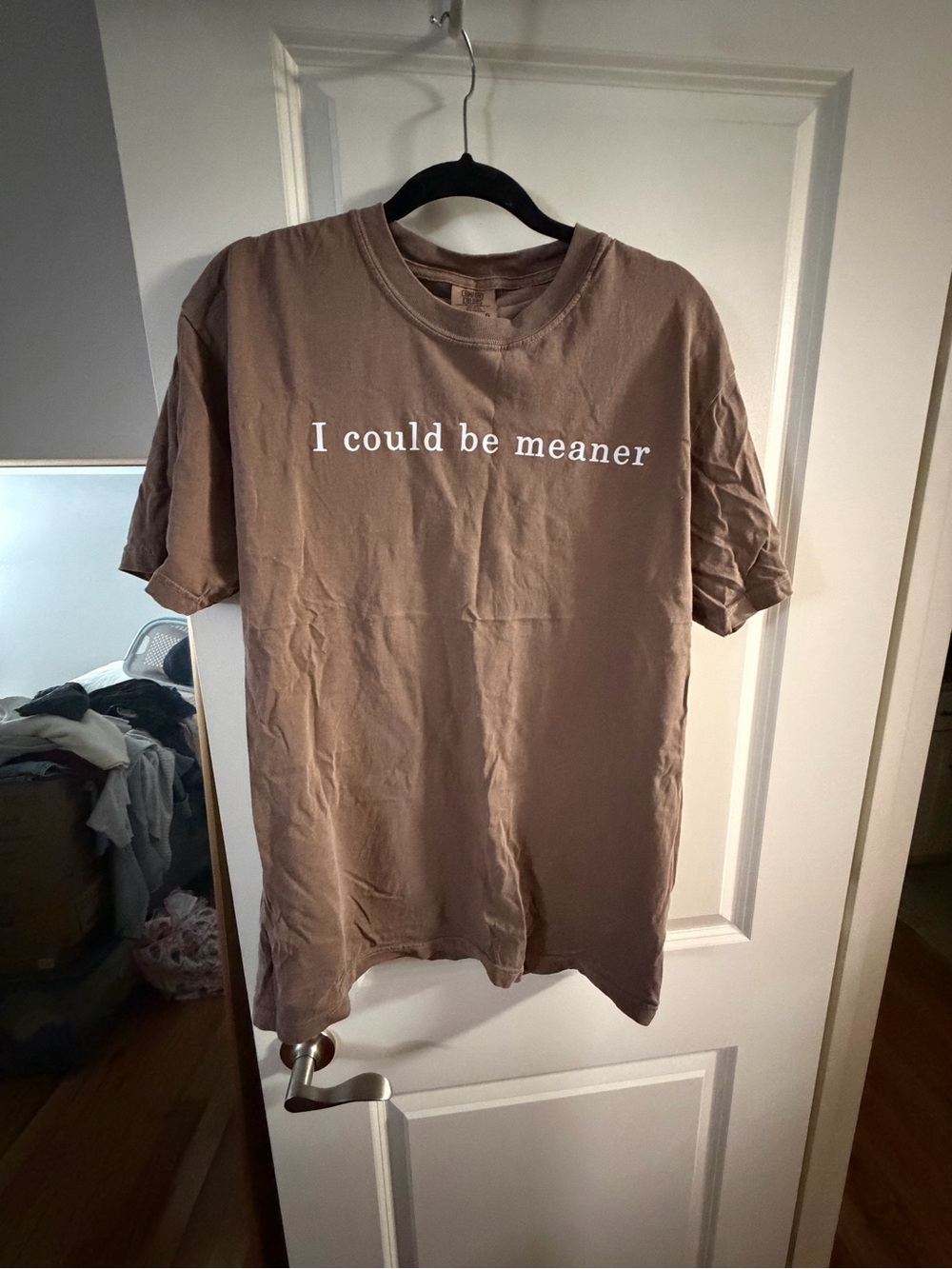 Comfort Colors “I Could Be Meaner” Graphic T-Shirt Brown Size Large
